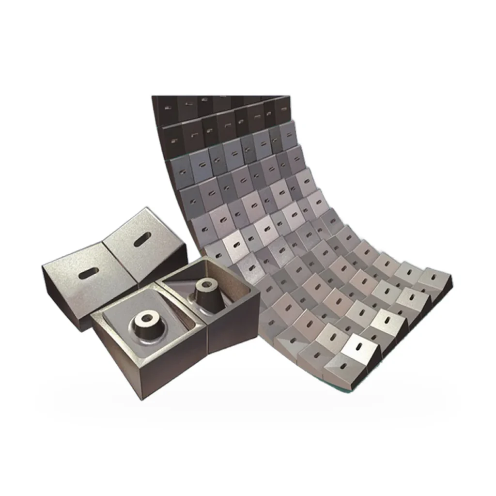 Ball mill end liner and trunnion liner with bolts